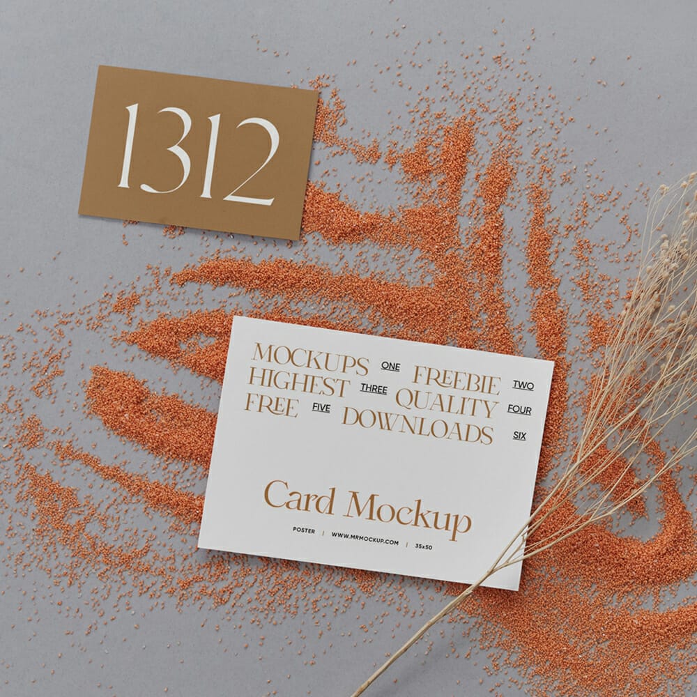 Free Cards With Twig Mockups PSD