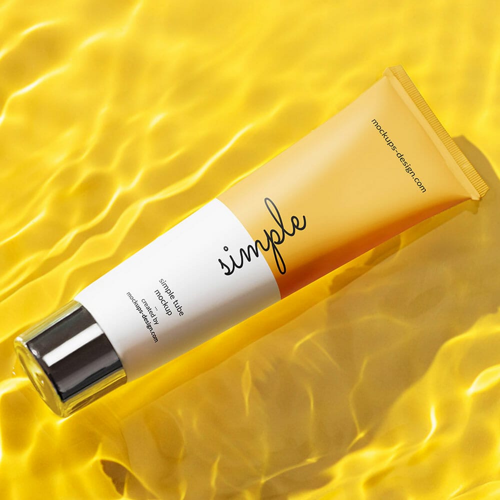 Free Cosmetic Tube In Water Mockup PSD