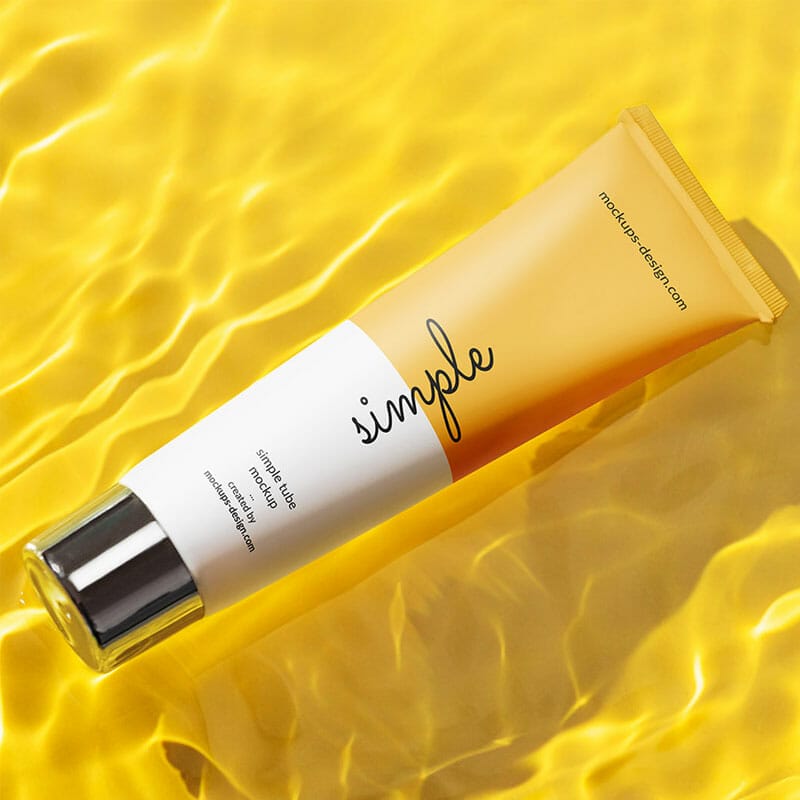 Free Cosmetic Tube In Water Mockup PSD