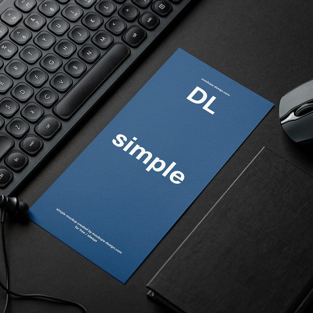 Free DL Flyer With The Keyboard Mockup PSD