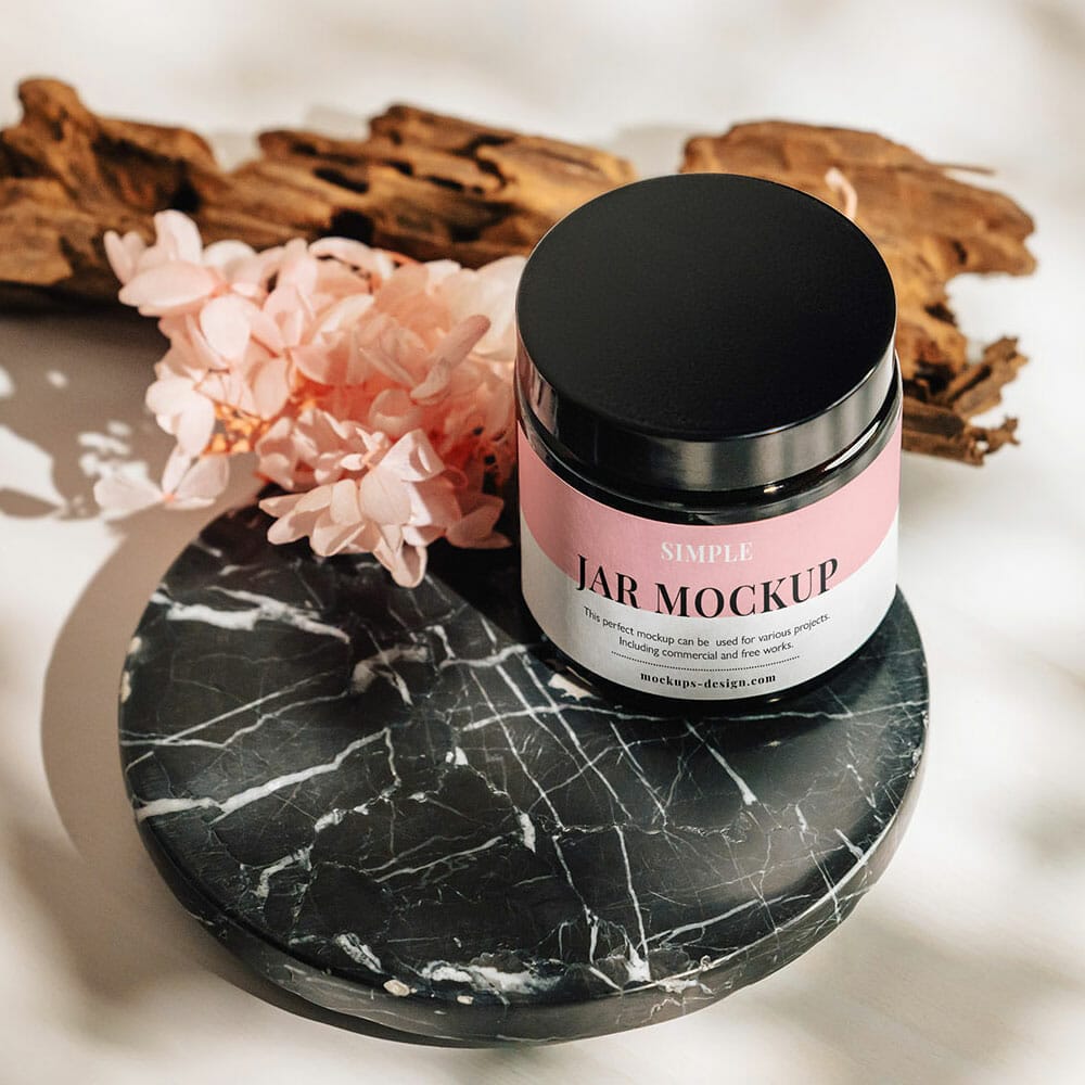 Free Dark Amber Jar Mockup PSD