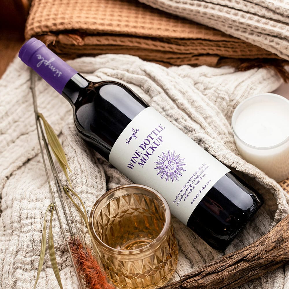 Free Elegant Wine Bottle Mockup PSD