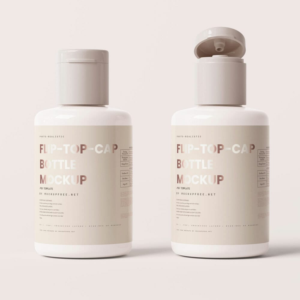 Free Flip-Top Cap Plastic Bottle Mockups PSD