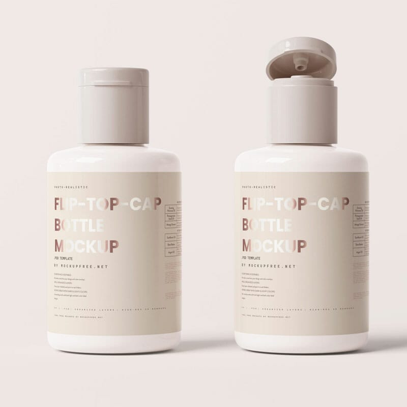 Free Flip-Top Cap Plastic Bottle Mockups PSD