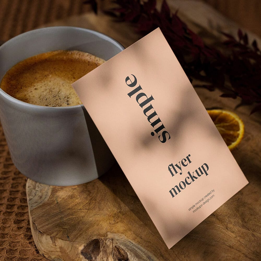 Free Flyer With Coffee Mockup PSD