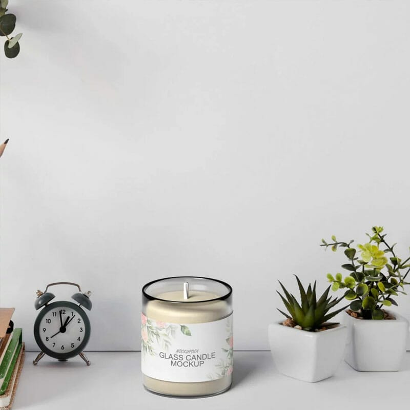 Free Glass Candle Mockup PSD Template