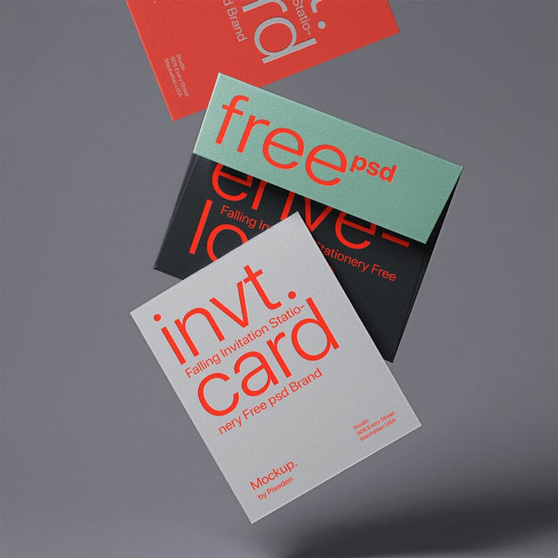 Free Gravity Invitation PSD Stationery Mockup