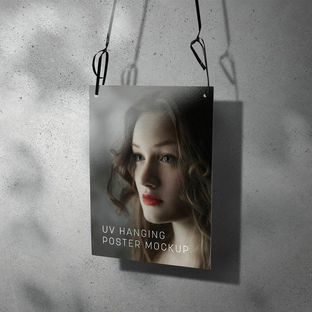 Free Hanging Poster Mockup PSD