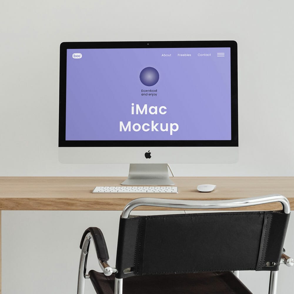 Free Home Office iMac Mockup PSD