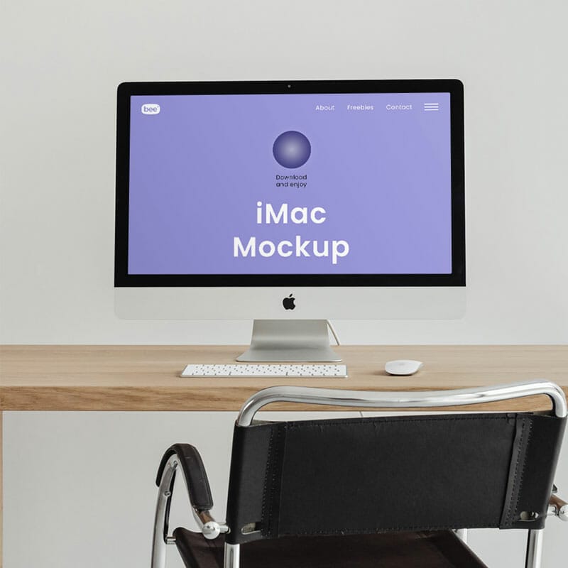 Free Home Office iMac Mockup PSD