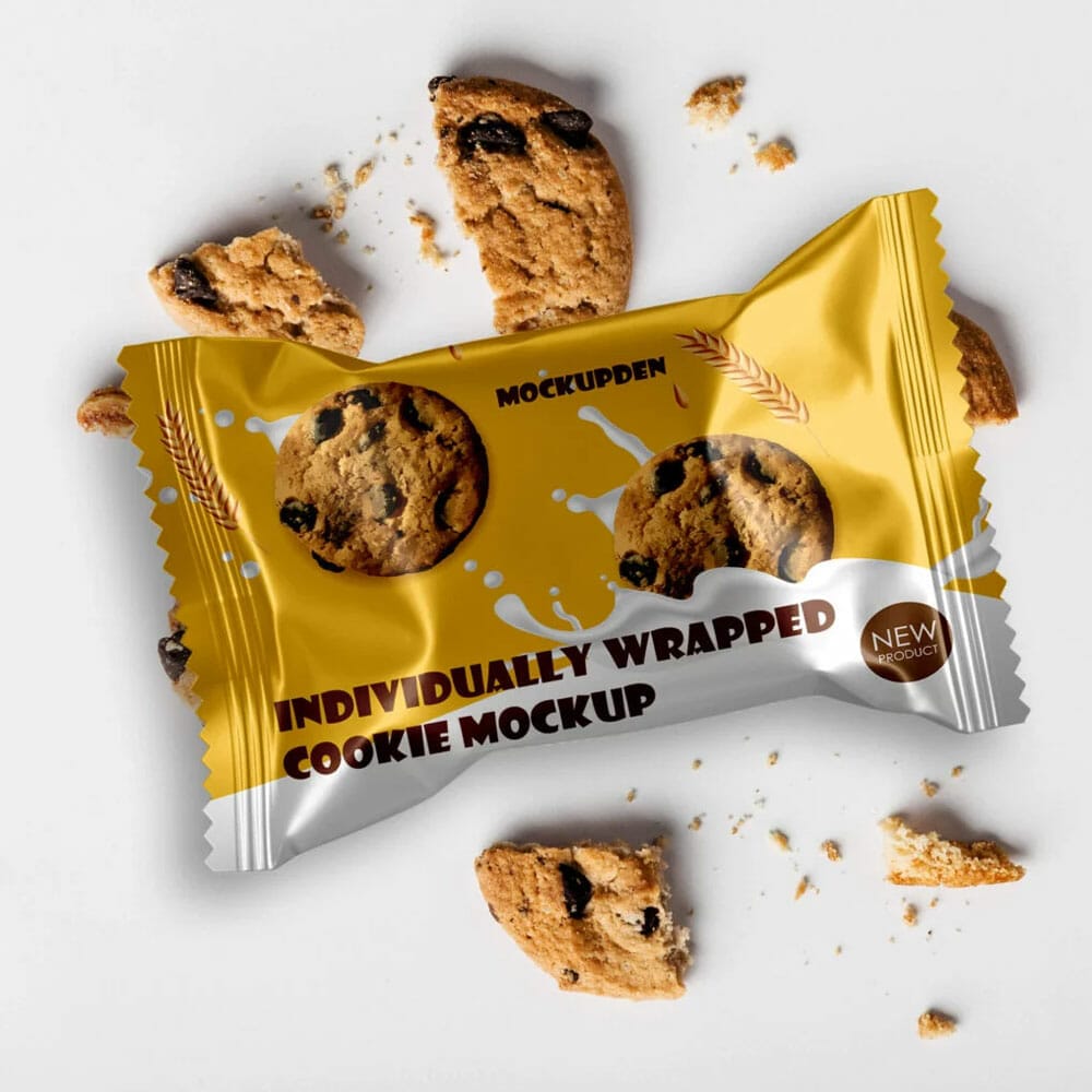 Free Individually Wrapped Cookie Mockup PSD Template
