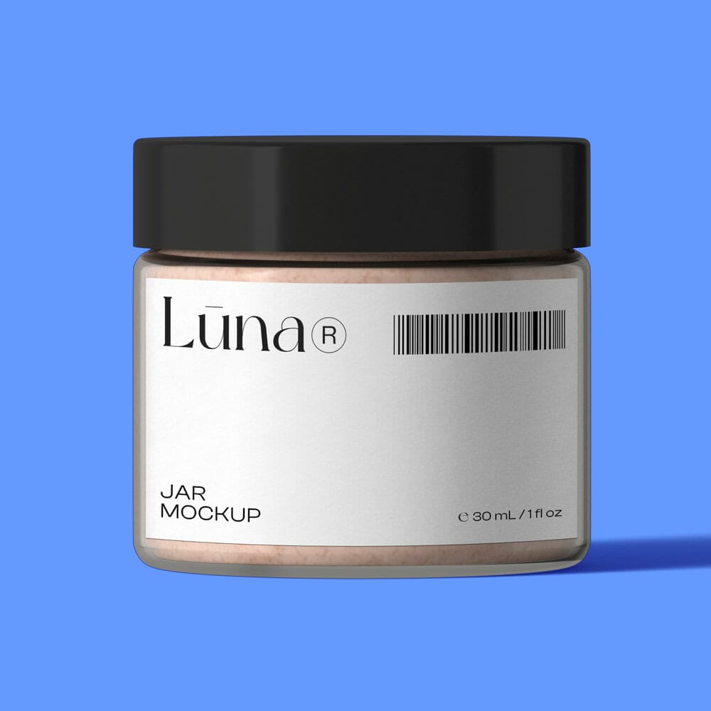 Free Jar Front View Mockup PSD