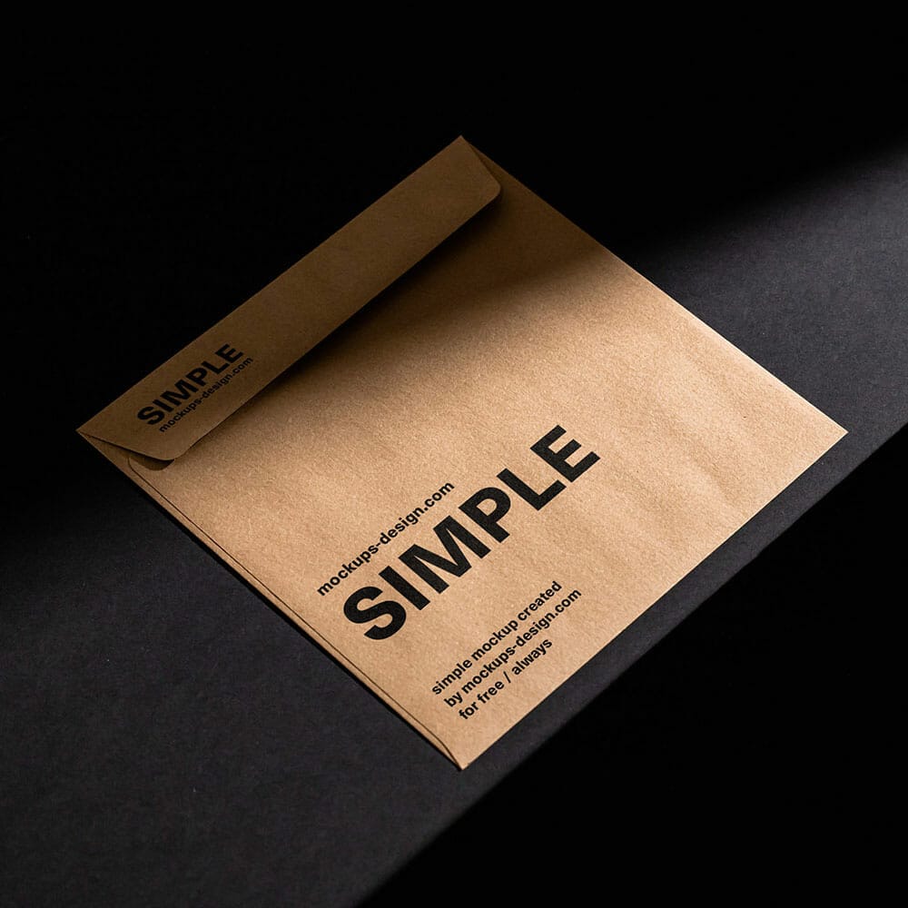 Free Kraft Paper Envelope Mockup PSD