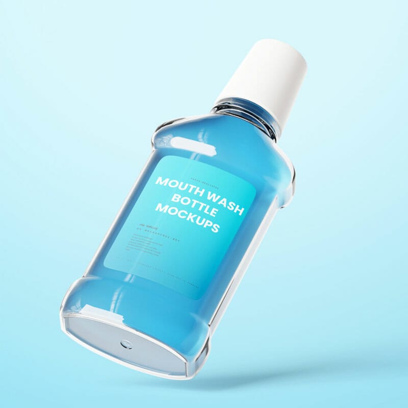 Free Mouthwash Bottle Mockups PSD