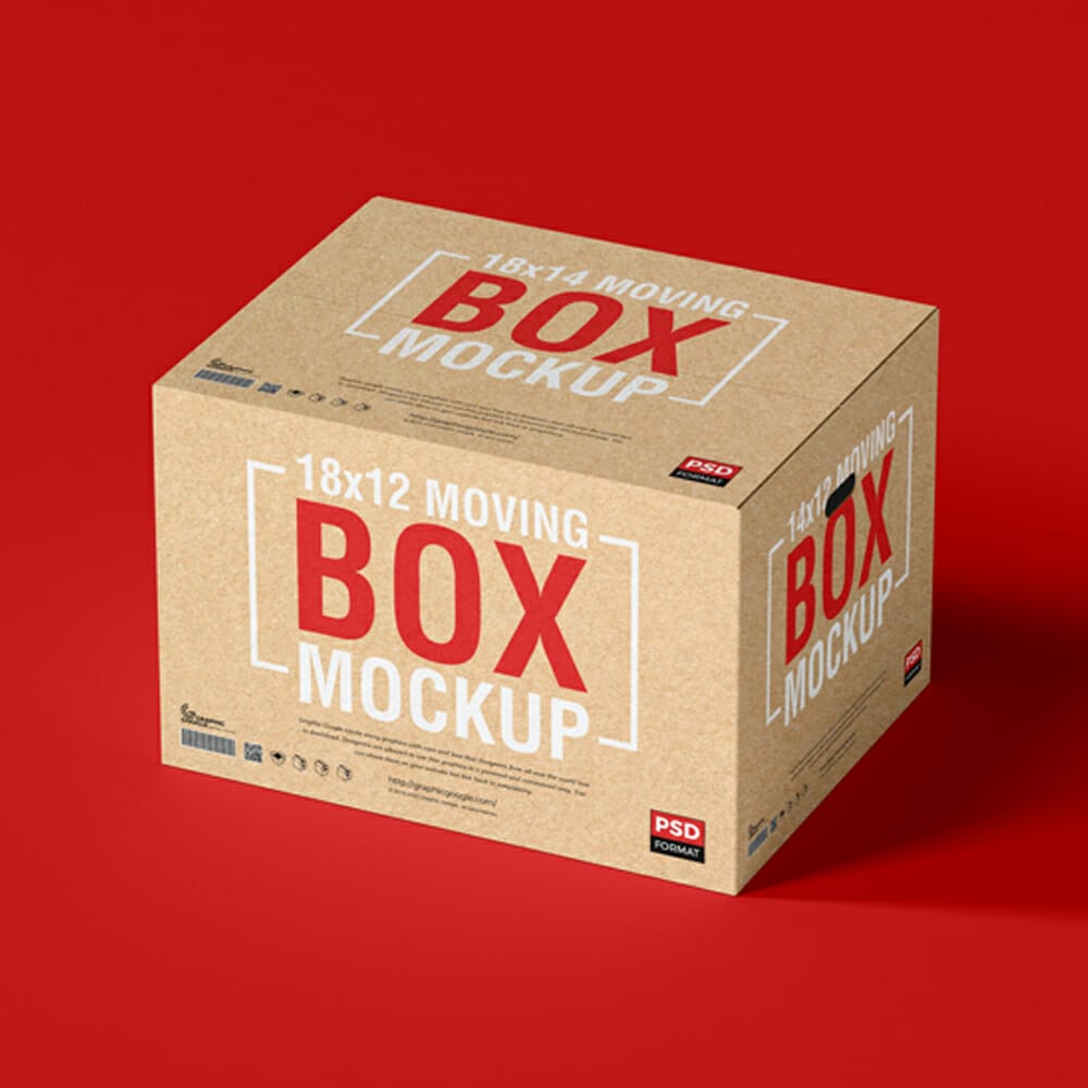 Free 18x14x12 Moving Box Mockup PSD