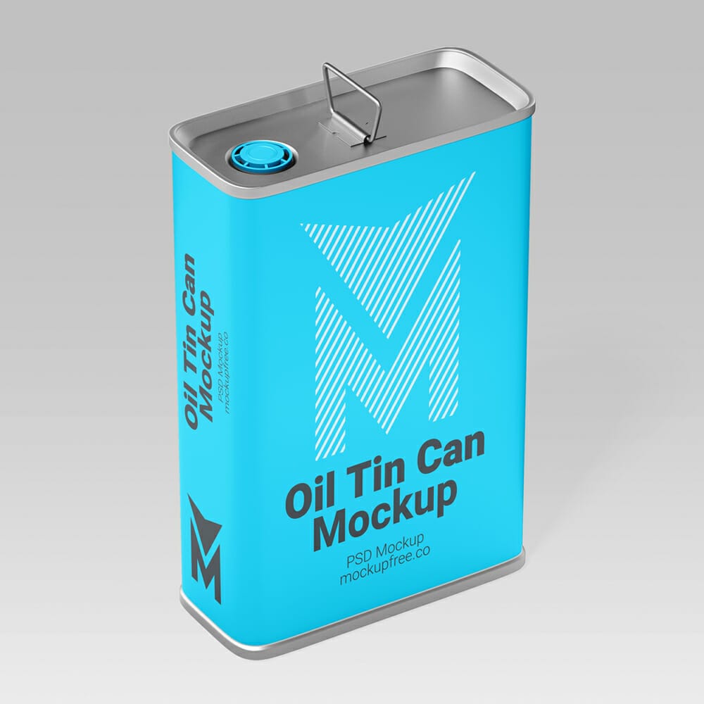 Free Oil Tin Can Mockup PSD