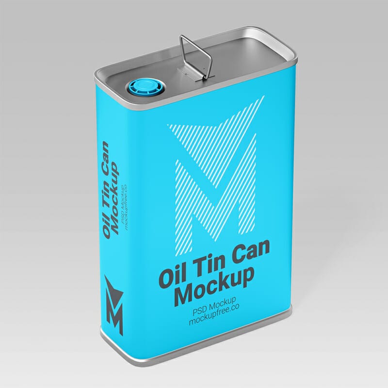 Free Oil Tin Can Mockup PSD