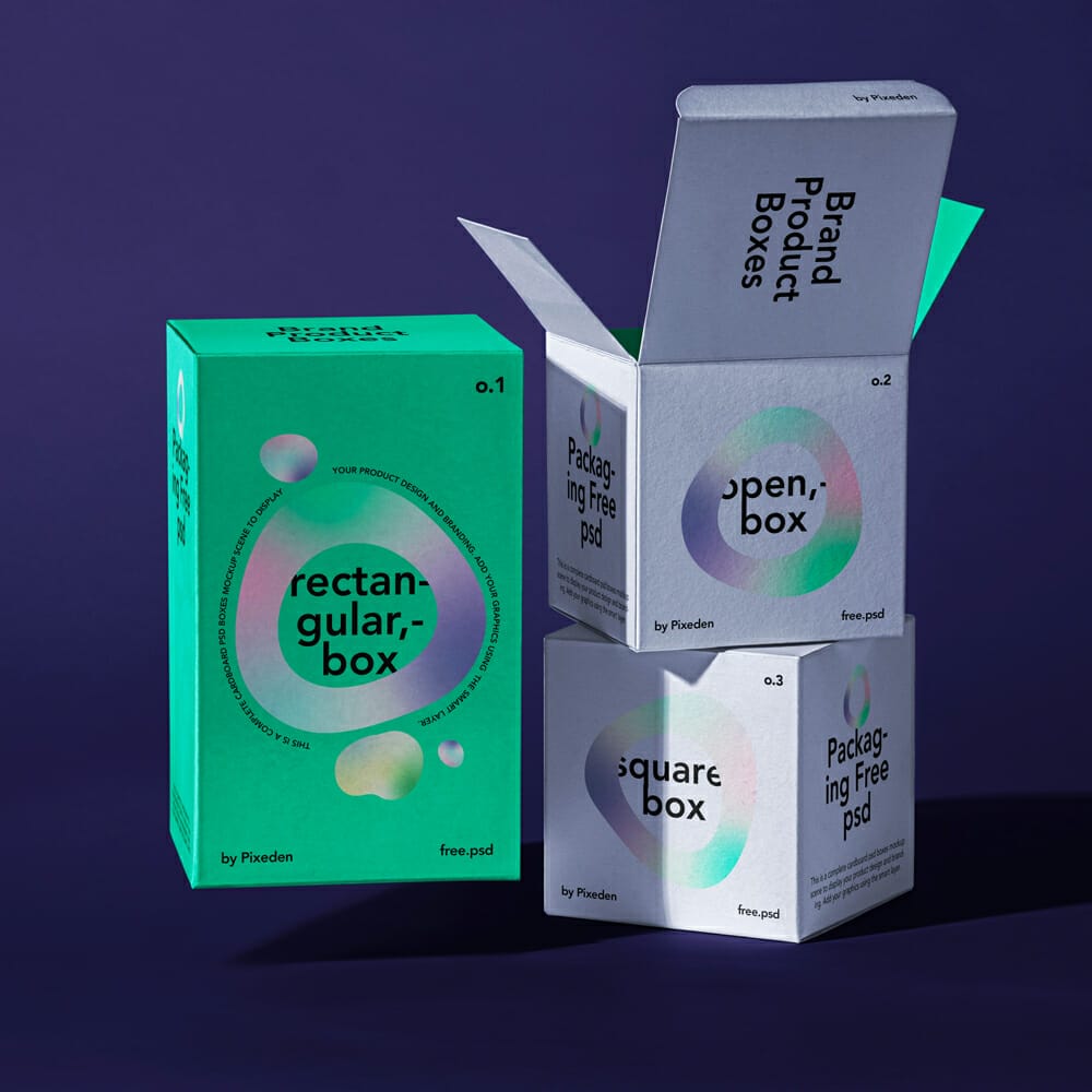Free Packaging Product Branding Boxes Mockup PSD