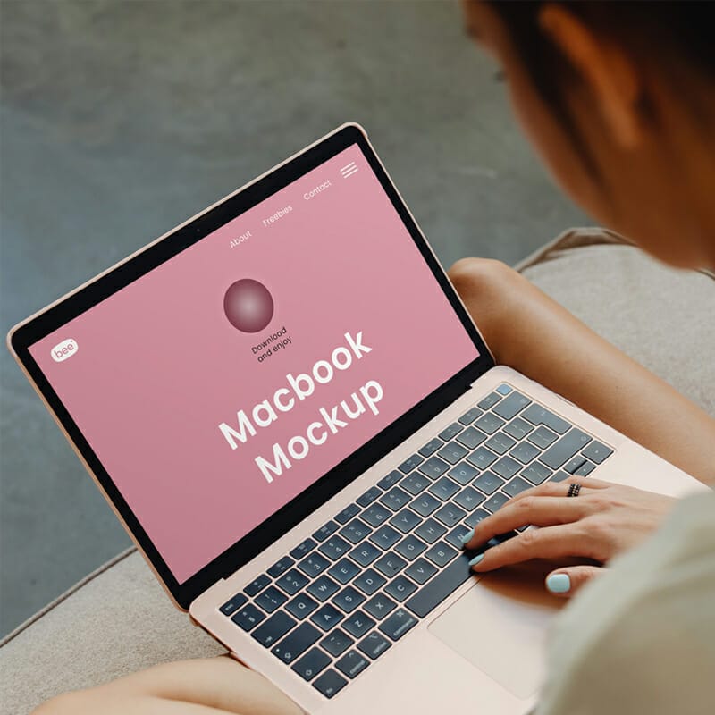Free Perspective MacBook Mockup PSD