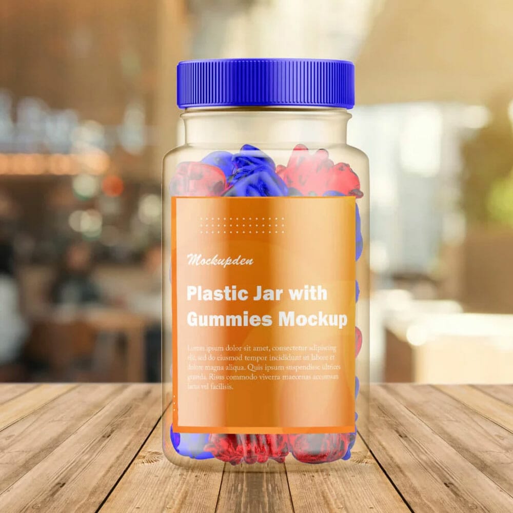 Free Plastic Jar With Gummies Mockup PSD Template