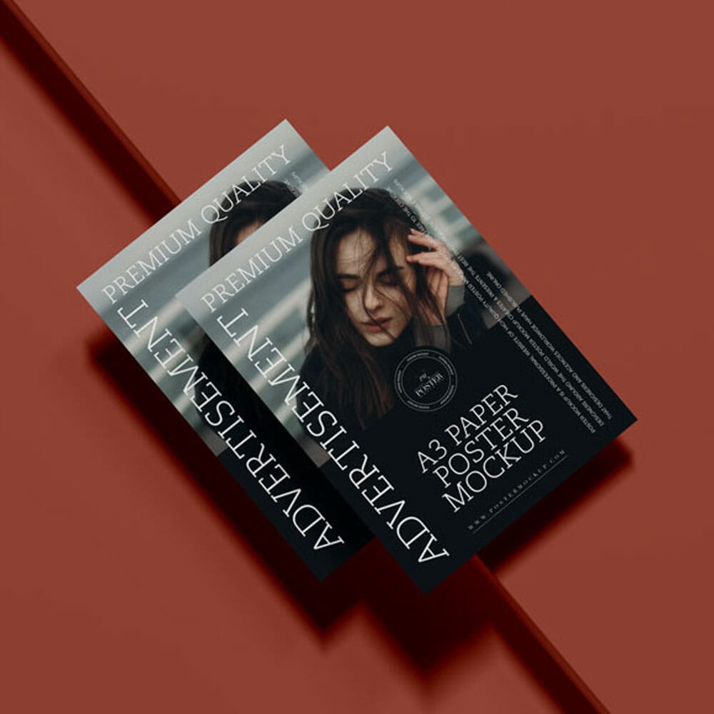 Free Premium A3 Paper Poster Mockup PSD