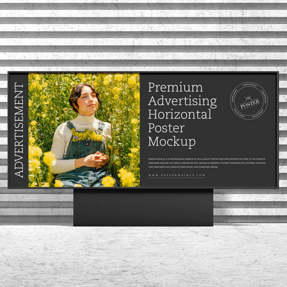 Free Premium Advertising Horizontal Poster Mockup PSD