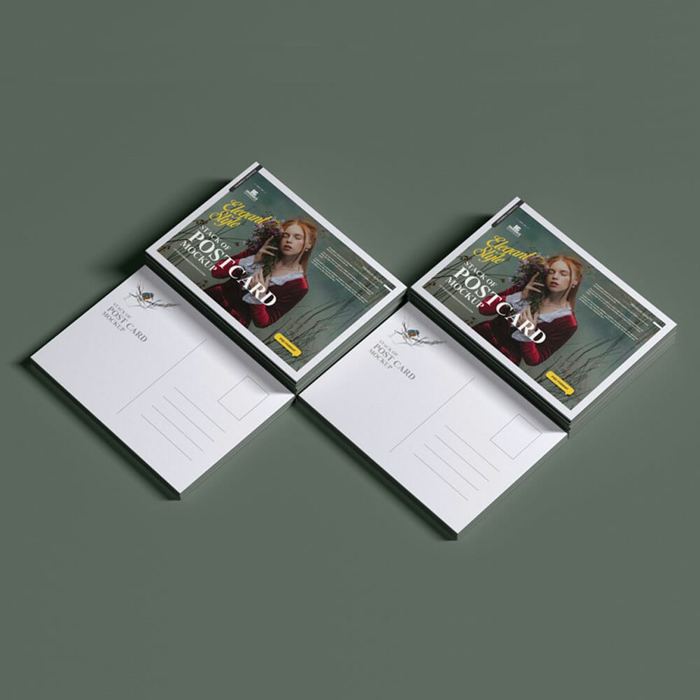 Free Premium Stack Of Post Card Mockup PSD