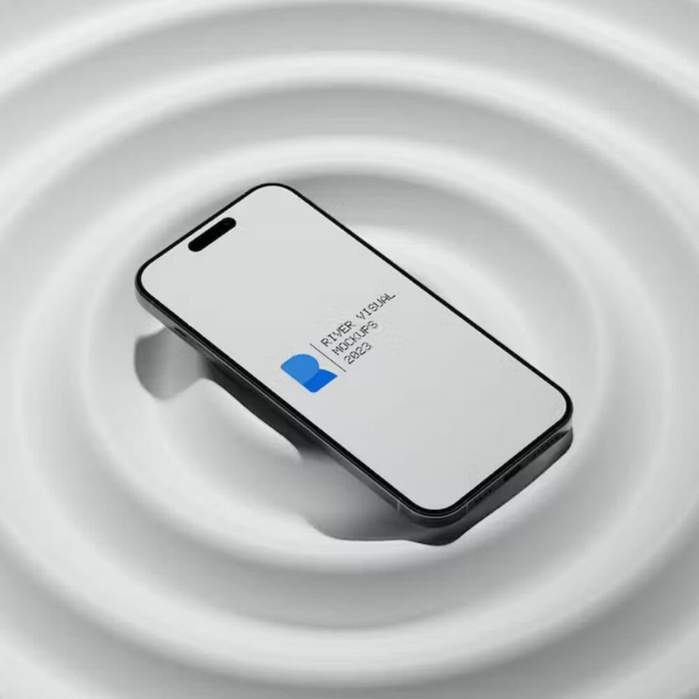Free Ripple iPhone 15 Pro Mockup PSD