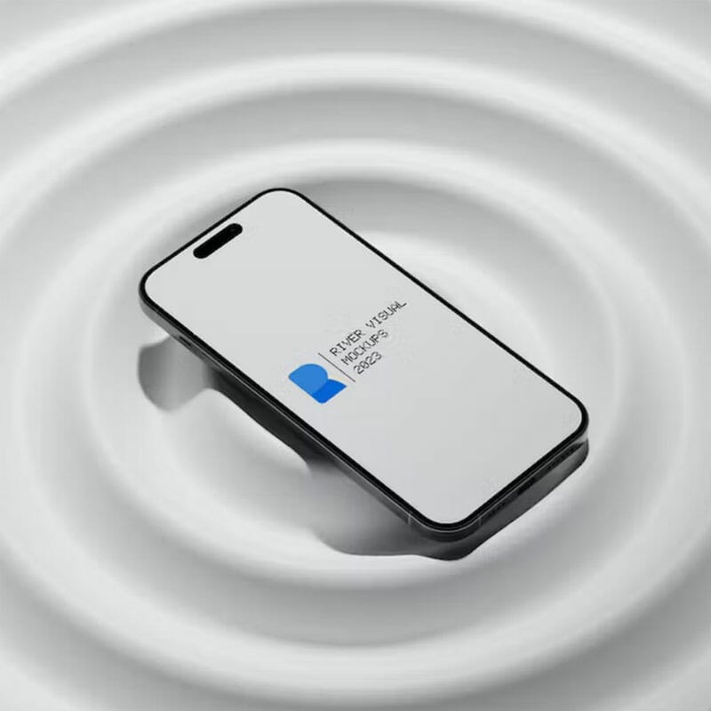 Free Ripple iPhone 15 Pro Mockup PSD
