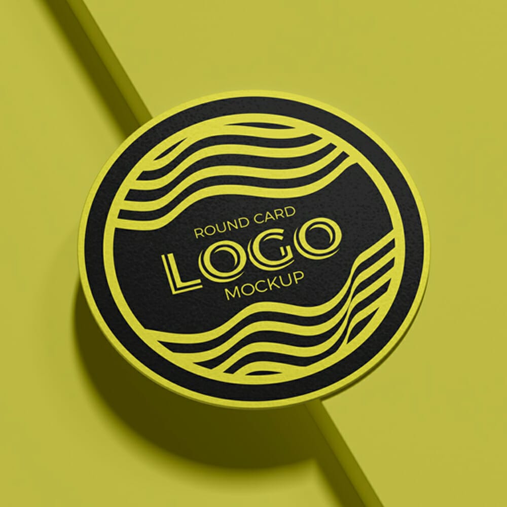 Free Round Card Logo Mockup PSD
