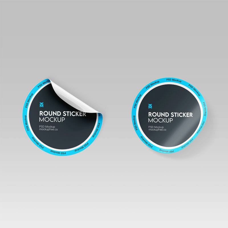 Free Round Sticker Mockup PSD