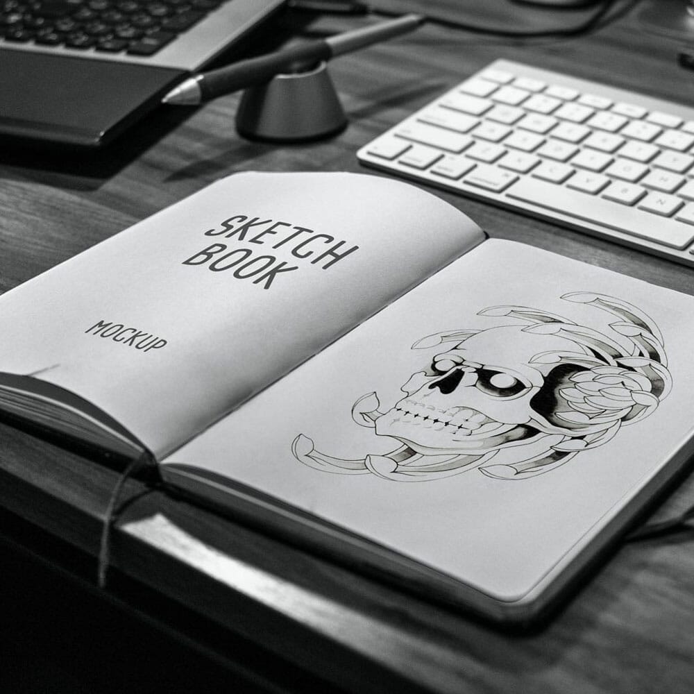 Free Sketchbook Mockup PSD