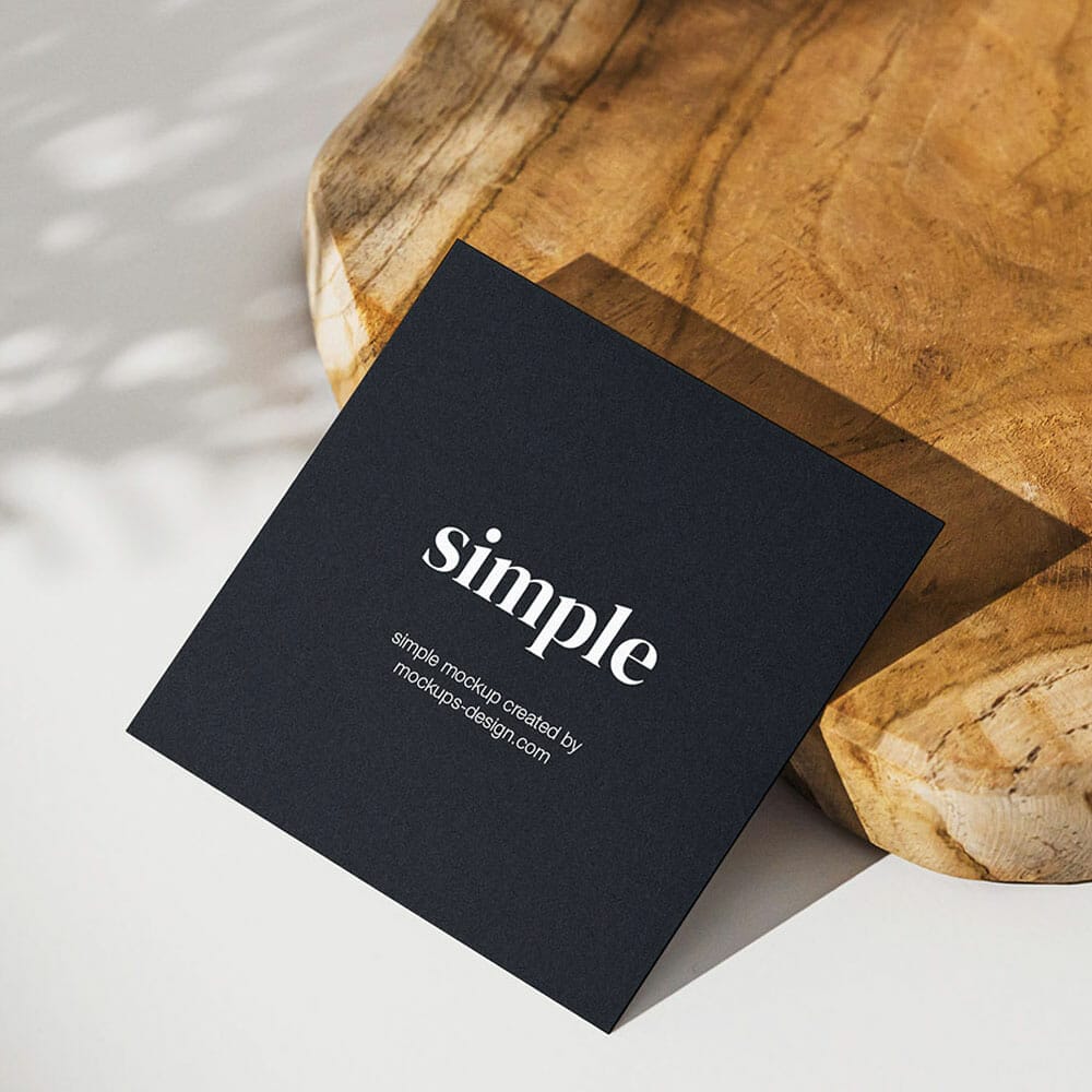 Free Square Flyer With Wooden Board Mockup PSD