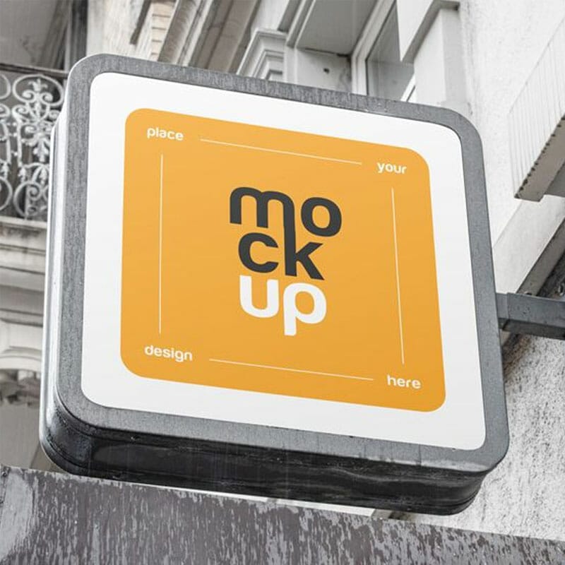 Free Square Signboard Mockup PSD