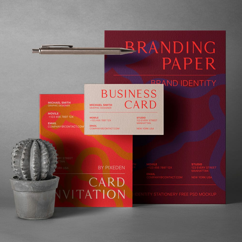 Free Stationery Branding Identity PSD Mockup