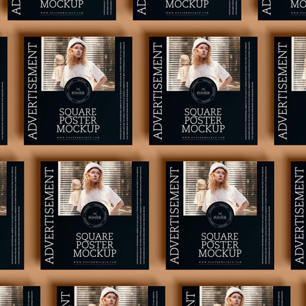 Free Top View Square Poster Mockup PSD