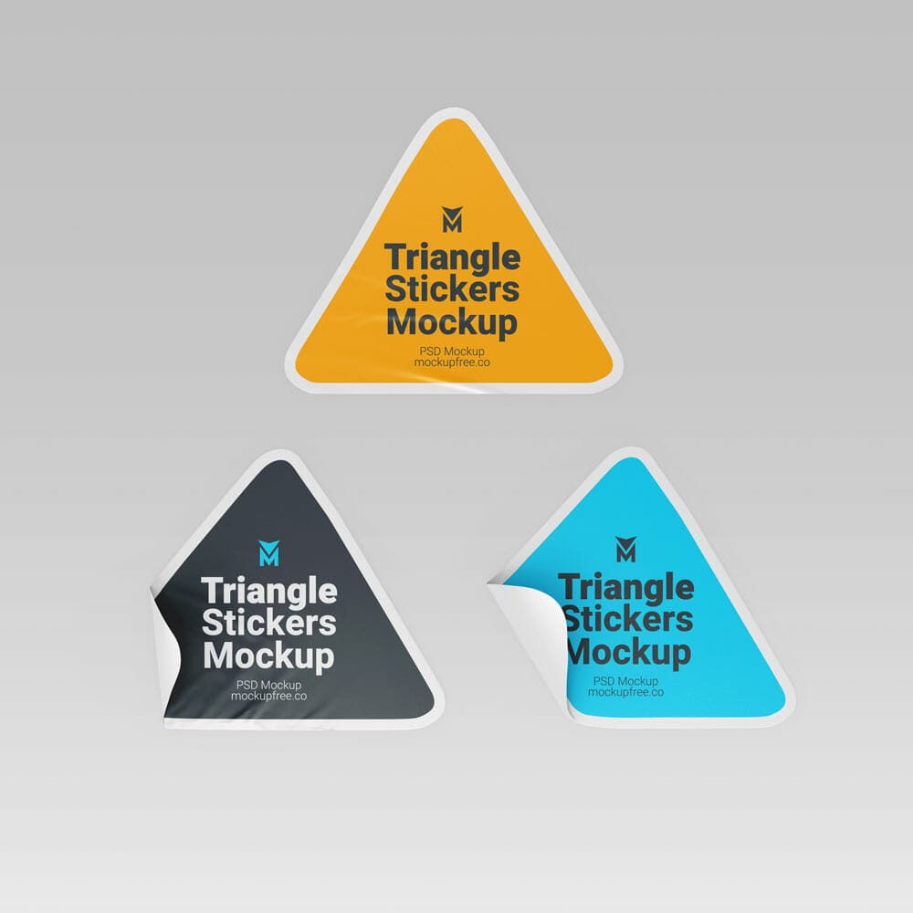 Free Triangle Stickers Mockup Set