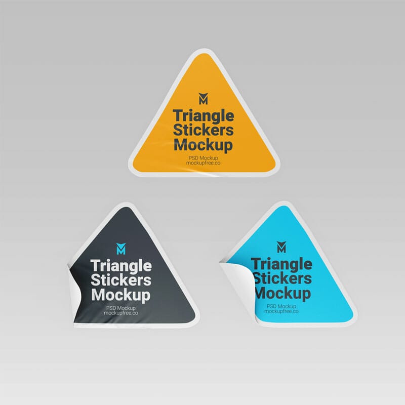 Free Triangle Stickers Mockup Set
