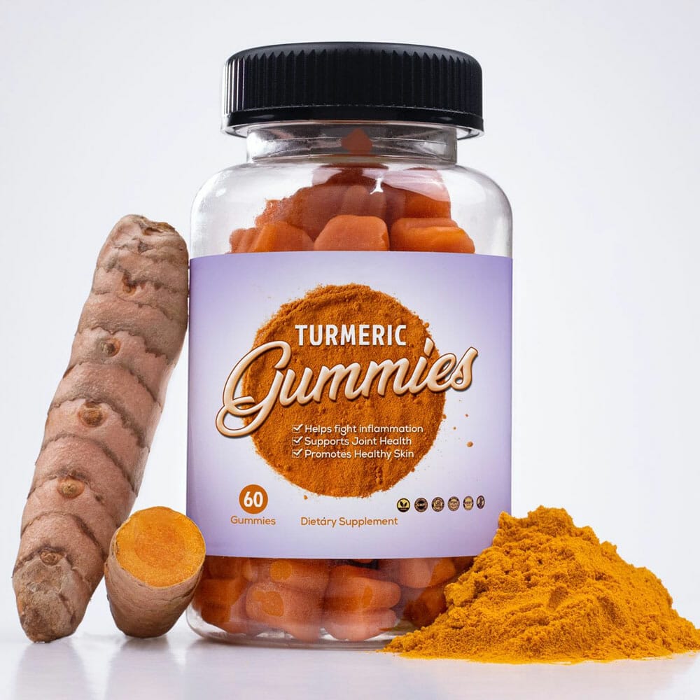 Free Turmeric Gummies Bottle Mockup PSD