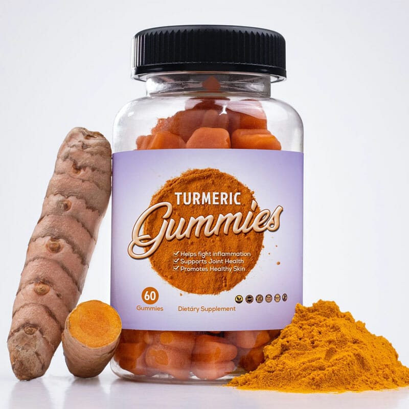 Free Turmeric Gummies Bottle Mockup PSD