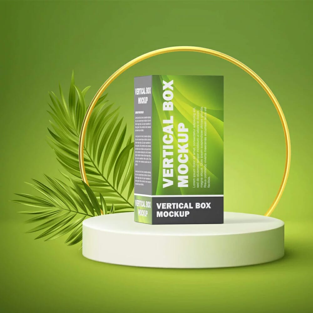 Free Vertical Box Mockup PSD Template