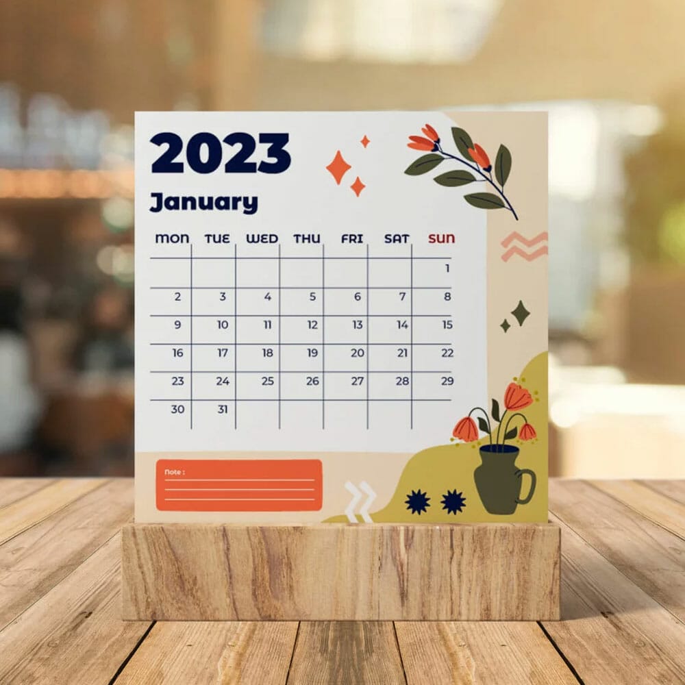 Free Wooden Frame Calendar Mockup PSD Template