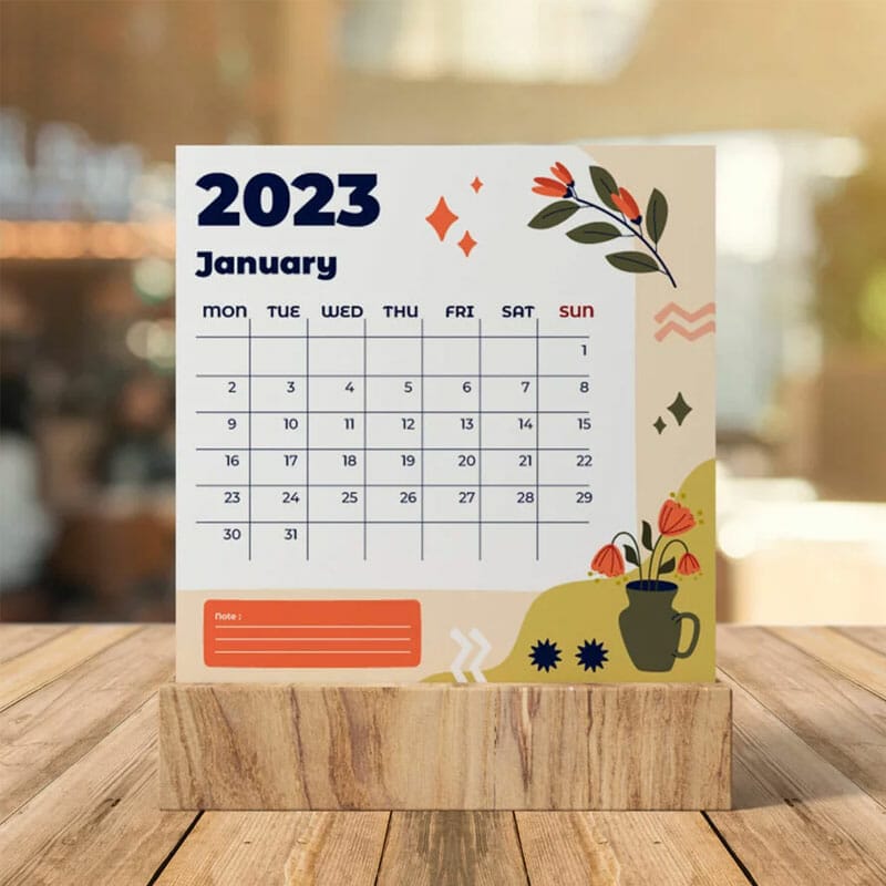 Free Wooden Frame Calendar Mockup PSD Template