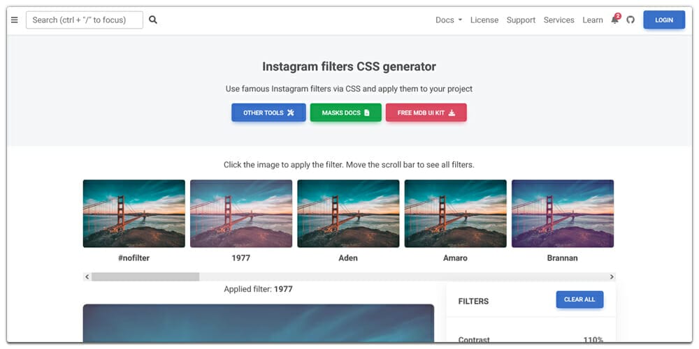 Instagram Filters CSS Generator