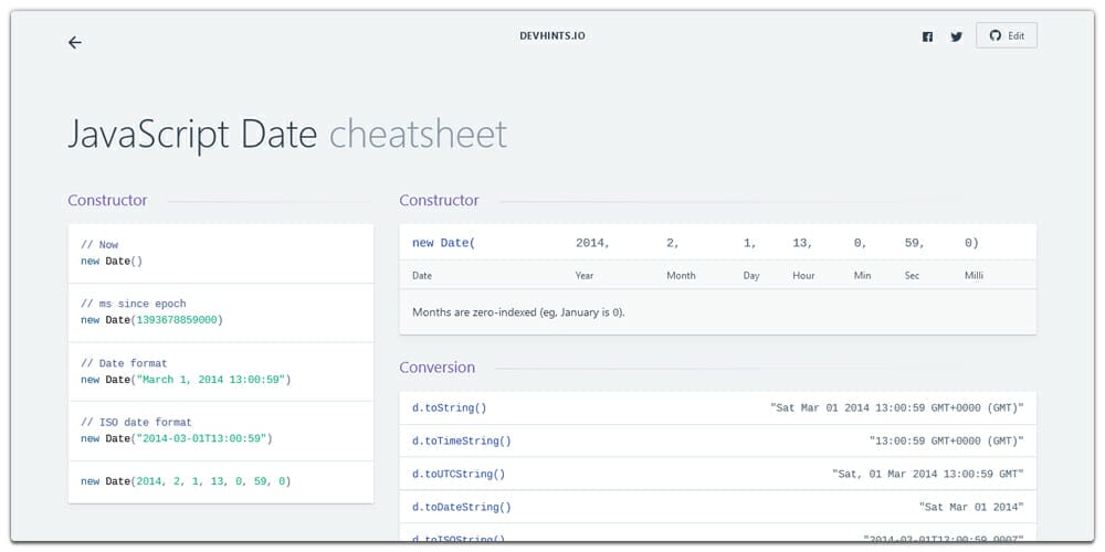 JavaScript Date Cheatsheet