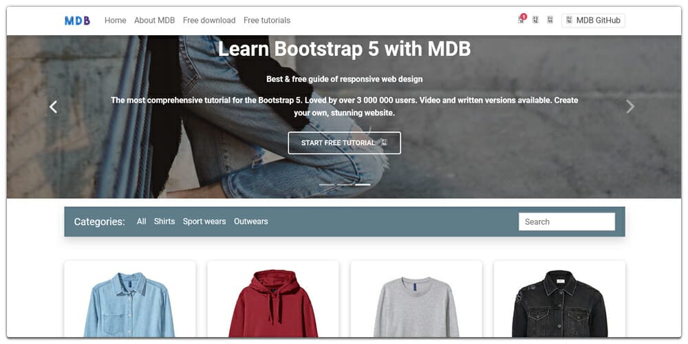 Material Design Bootstrap ecommerce Template