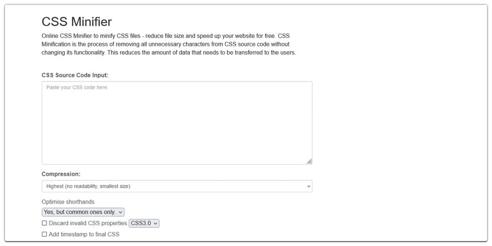 Online CSS Minifier