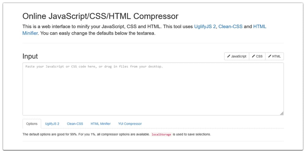 Online JavaScript CSS HTML Compressor