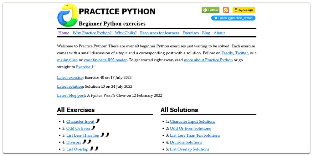Practice Python Coding Challenges