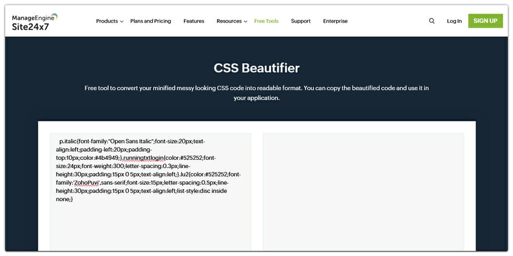 Site24x7 CSS Beautifier